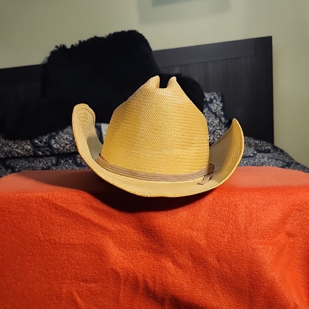 Stratton Self Conforming Straw Cowboy Hat Size 7 1/4 Long Oval